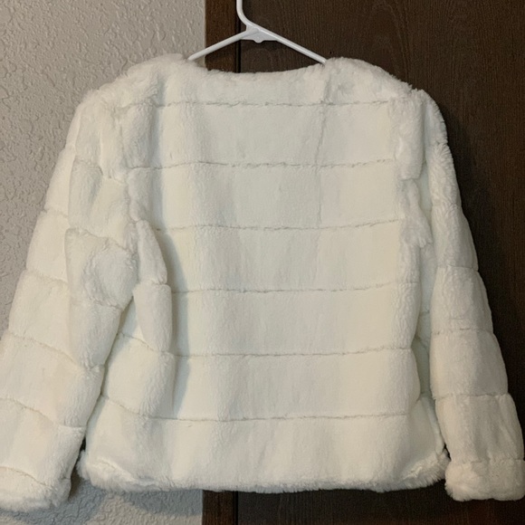 White Calvin Klein Sheer Stripe Shrug with clasp - Picture 3 of 7